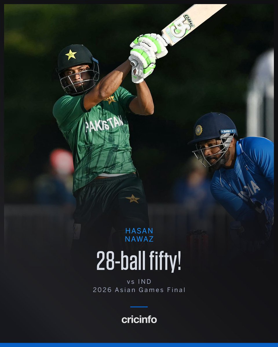 cricinfo's tweet photo. Hasan Nawaz hits five sixes in his fifty 🚀 

Pakistan are fighting back here https://t.co/TNdEZw4FCh