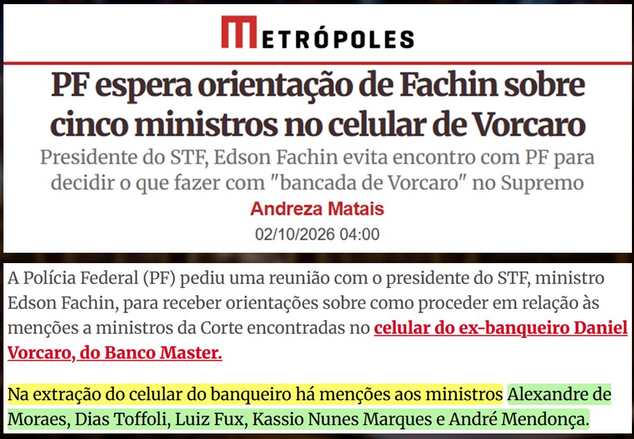 kimpaim's tweet photo. @claudio_dantas_ Dantas, olha nossa querida Andreza Matais ajudando a colocar pressão no Fachin, falando do assunto primeiro que todo mundo.

Senti a falta de um ministro na lista da Andreza, jurava que ouvi o nome dele aparecer na imprensa nos últimos dias ligado ao Master. https://t.co/TY1tXsydR1