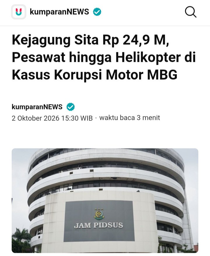 NayDonuts's tweet photo. SITAAN MEWAH VS KERUGIAN NEGARA 10T.

Kejagung sita Rp24,9M, Lexus, jet, &amp; helikopter dr dugaan korupsi motor MBG.

Semua ini nggak seberapa dr estimasi total kerugian negara Rp10 T via audit BPKP.

Sitaannya sekelas sultan, tapi boleh hasil nilep hak makan anak, biadab!🤬 https://t.co/94fKfmSlUt