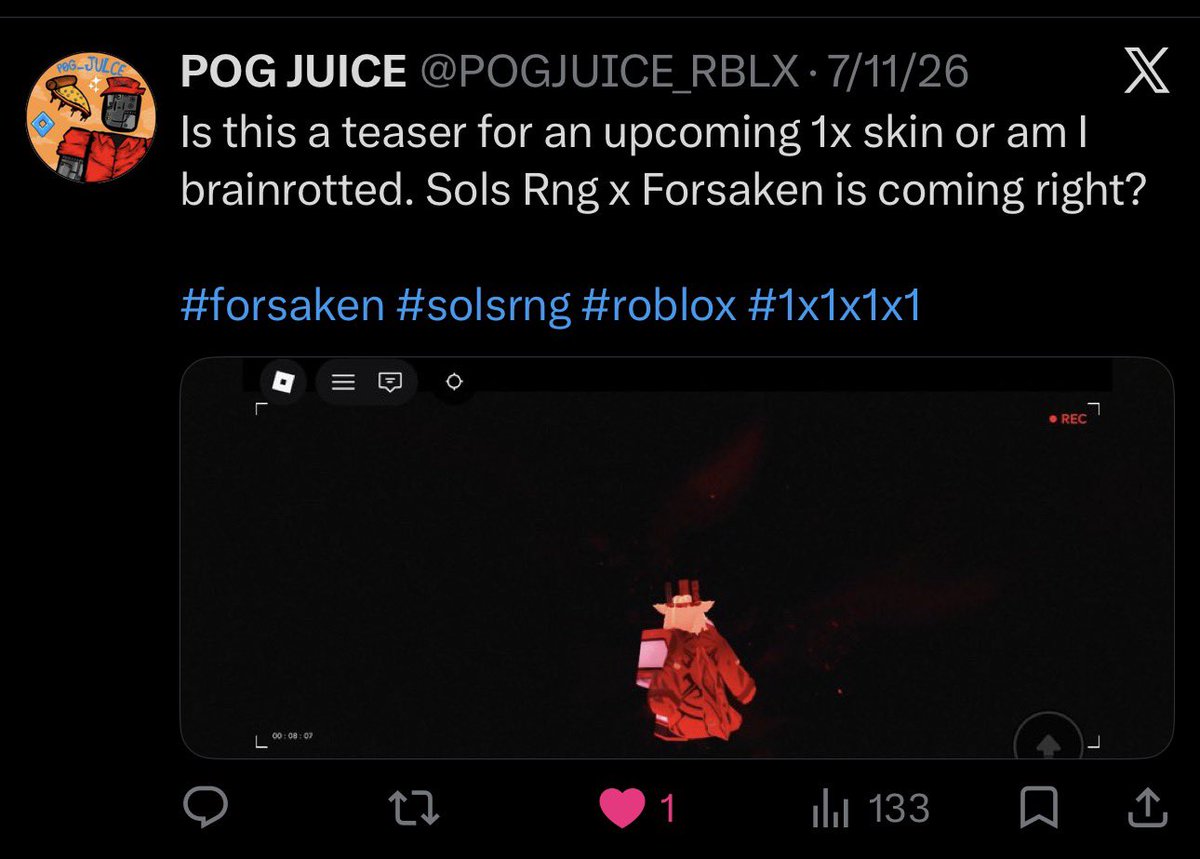 POGJUICE_RBLX's tweet photo. I KNEW IT I KNEW IT THERES NO WAY THIS ISNT A 1X SKIN TEASER
#solsrng #sols #rng #forsaken #roblox #asym #1x1x1x1 https://t.co/2G9EfQQ3Q8