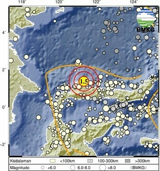 stageof_gto's tweet photo. Info Gempa Mag:1.5, 03-Oct-2026 15:28:49 WITA, Lok: 1.38 LU - 121.31 BT, 46 km Utara BUOL-SULTENG, Kedlmn: 15 km ::BMKG https://t.co/GpOhDCc5HN