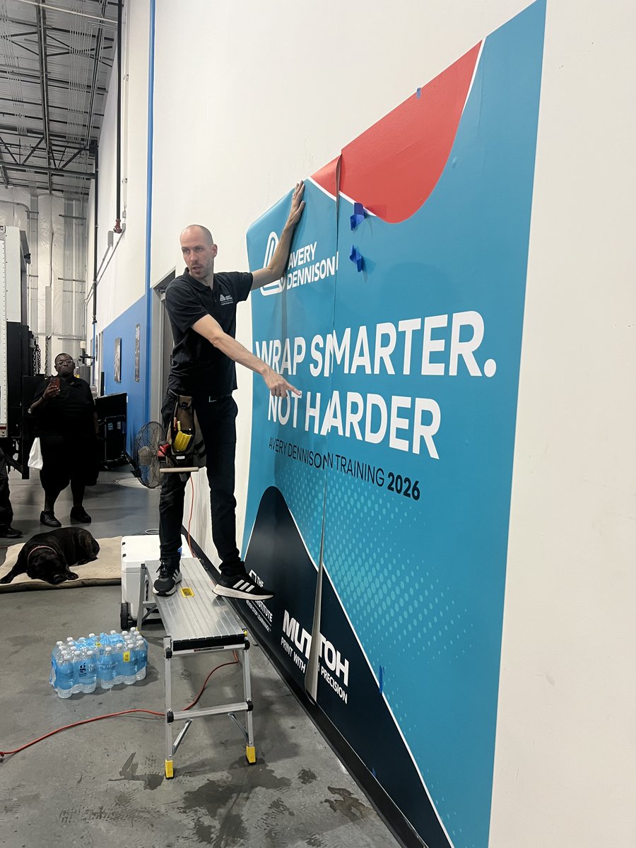 MutohAmerica's tweet photo. 360 Wraps hosted an Avery Dennison wrap training, with graphics produced on the MUTOH XpertJet 1641SR Pro II and XpertJet 1681SR Pro. The prints were put to work across the vehicle, walls, and floors throughout the training.

👉 See the printers behind the training at https://t.co/cLzjeYTMfM.

#WrappersChoice #AveryDennison #WrapTraining #VehicleWrap