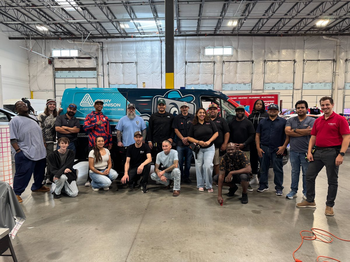 MutohAmerica's tweet photo. 360 Wraps hosted an Avery Dennison wrap training, with graphics produced on the MUTOH XpertJet 1641SR Pro II and XpertJet 1681SR Pro. The prints were put to work across the vehicle, walls, and floors throughout the training.

👉 See the printers behind the training at https://t.co/cLzjeYTMfM.

#WrappersChoice #AveryDennison #WrapTraining #VehicleWrap