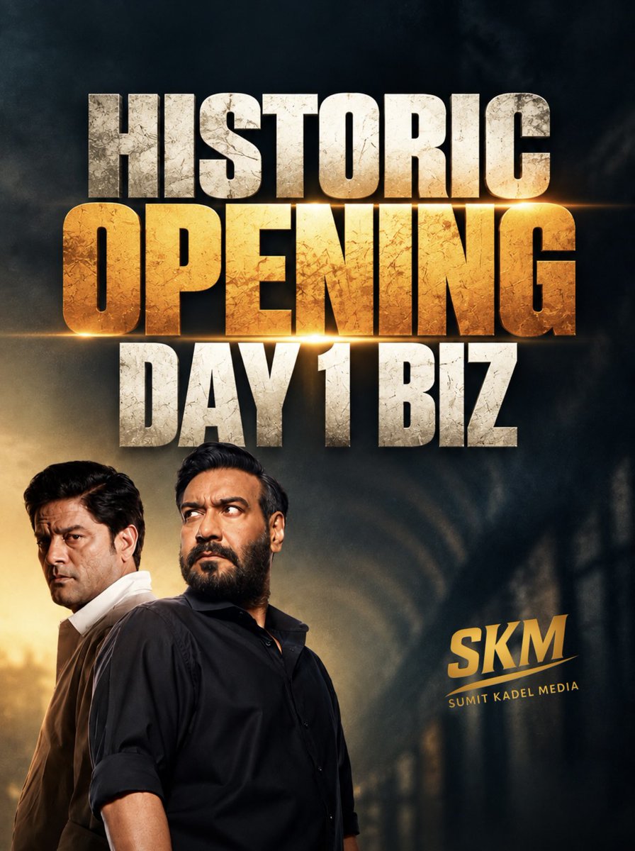 SumitkadeI's tweet photo. #DrishyamTheConclusion delivers a HISTORIC OPENING on the Gandhi Jayanti holiday, Second Biggest Opener of the year after #Dhurandhar2 .  

Day 1 - ₹61 Cr Nett | WW Gross- ₹ 91 Cr

The film went BERSERK across East, West, North & South. Mass belts, urban centres - ALL CENTRES EXPLODED!

Emerges as the BIGGEST OPENER of #AjayDevgn’s career, surpassing #SinghamAgain (₹43.50 Cr) by a HUGE MARGIN. Also records the BIGGEST OPENING for a THRILLER.

All set for a MAMMOTH ₹180 Cr+ opening weekend!

#Drishyam3