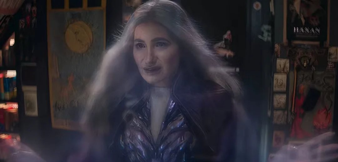 Sksj002's tweet photo. Agatha in 'Vision Quest' Trailer 

Is this Agatha?

we know Agatha and Wiccan are supposed to appear in the Finale of VisionQuest, and we also know that now Agatha is a Ghost. 

So It looks like this part of the new VisionQuest trailer shows Agatha as a Ghost, but she is so fast that they make her look like Speed.