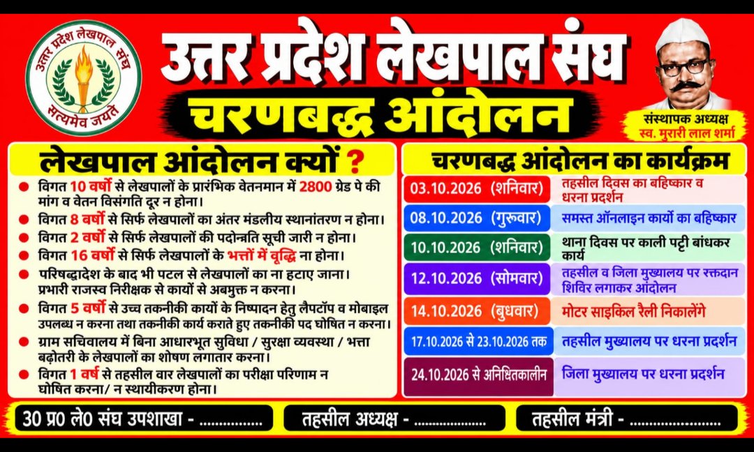 Intezard48a's tweet photo. #लेखपाल_की_मांग
@myogioffice
@CMOfficeUP 
@BoardofRevenue https://t.co/tBUpKmlpCS