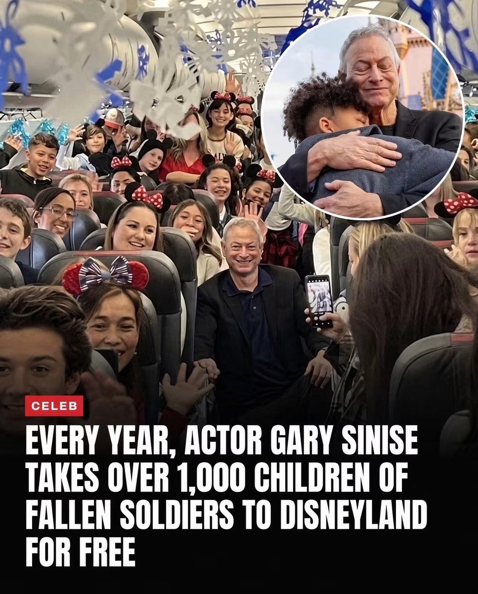 JBMAGA03's tweet photo. Every year, Lt. Dan shows up for the kids America owes the most.

Gary Sinise’s Snowball Express flies 1,600+ children of fallen heroes to Disney World for free. Flights. Hotels. Meals. Park passes. Five days to laugh, remember, and know they are not forgotten.

It started with one soldier’s letter home: “If anything happens to me, take the kids to Disney.”

He never made it back. His wish did.