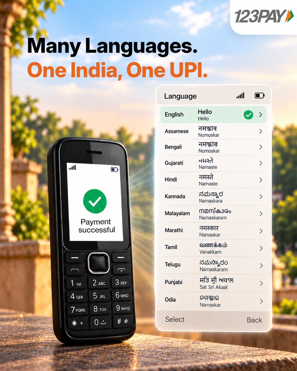UPI_NPCI's tweet photo. The language you’re most comfortable with can make everything feel a little easier.

UPI 123PAY makes digital payments accessible in multiple Indian languages, so more people can pay in the language they prefer.

#UPI #UPIChalega #UPI123PAY https://t.co/TJSGte6Bfs