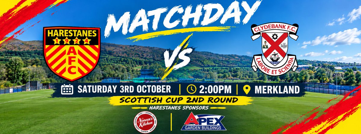Haresamateurs's tweet photo. 🏆 SCOTTISH CUP 🏆

Another home tie today in the 2nd Round as we take on @ClydebankAFC ⚽️

If your at a loose end and fancy your football fix before the Scotland game tonight come along and support the Hares 🐇⚽️

#HARCLY | #Caley | #MonTheHares 🐇⚽️ https://t.co/gWOn0j9Omi