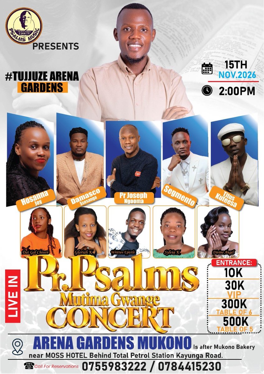 BakweraneTonny's tweet photo. #PsalmsMusic  presents #Tujjuze Arena Gardens on 15th November @CaoMukono89852 @JosephNgooma https://t.co/jEIO3iVSoI