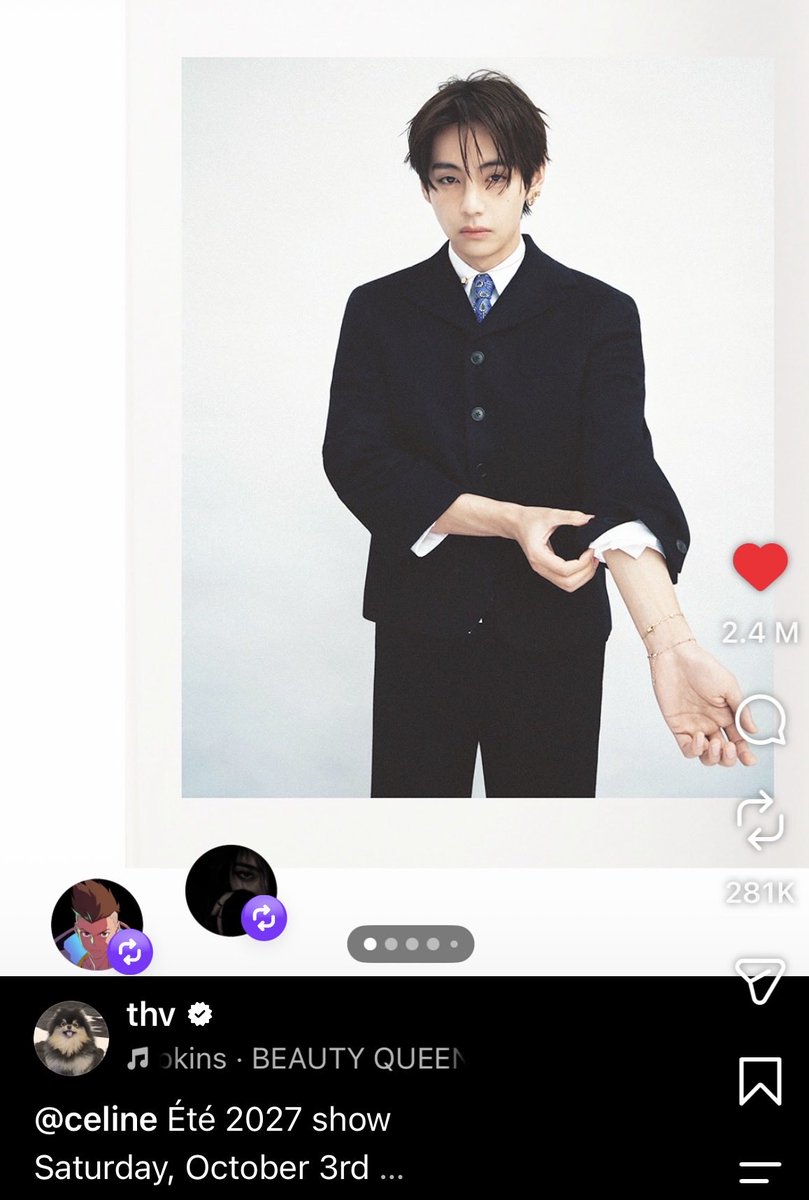 lovrtaetk's tweet photo. OKAY SO JUNGKOOK POSTED TAEHYUNG MULTIPLE TIMES TODAY, reposted and liked TAEHYUNGS POSt of celine new campaign 😭😭 https://t.co/K7FD8dqLLd