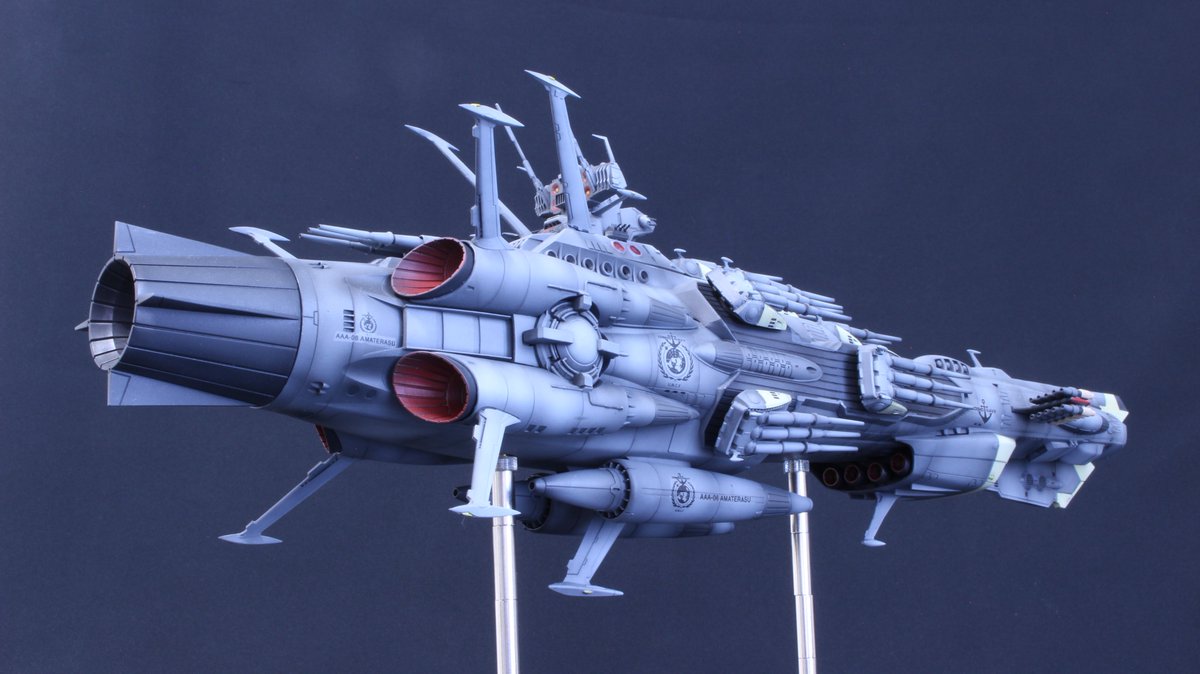 my_edf's tweet photo. AAA-6 改アンドロメダ級『アマテラス』
SOY-YA!!さん製ガレージキットです
シャープなディテールも、波動砲口の曲線ラインも、林立するショックカノン群の迫力も申し分ないですね！！
撮り直して良かったです！！
本キットは12月のトレフェスオンラインでも再販されるとのことです！！
#宇宙戦艦ヤマト https://t.co/8Hgekm32ua