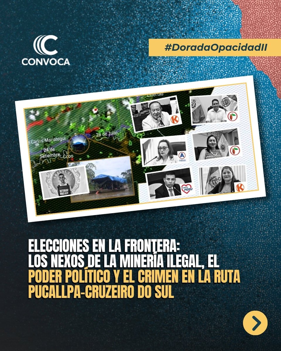 ConvocaPe's tweet photo. 🚨 EXCLUSIVO | Elecciones, minería ilegal y crimen en la frontera Perú-Brasil. En la cuenca del río Abujao (Ucayali), la minería ilegal se expande alrededor del trazado de la carretera Pucallpa-Cruzeiro do Sul, impulsada por una coalición política hoy en contienda electoral. https://t.co/HXawlLSe5c