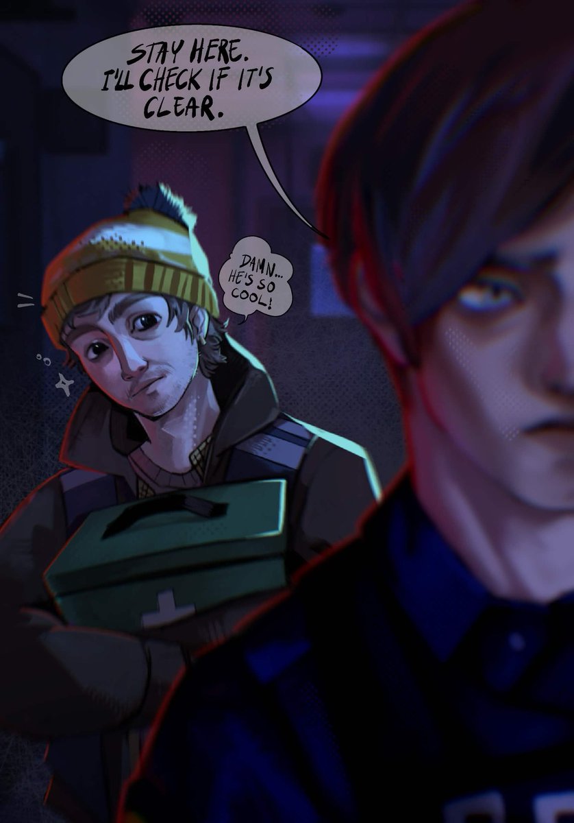 lianocturna's tweet photo. Rookie Leon is just trying to look composed 😌 
#ResidentEvil #bryanhodukavich #leonkennedy #fanart #ResidentEvilㅤ https://t.co/grcWKEPlLc