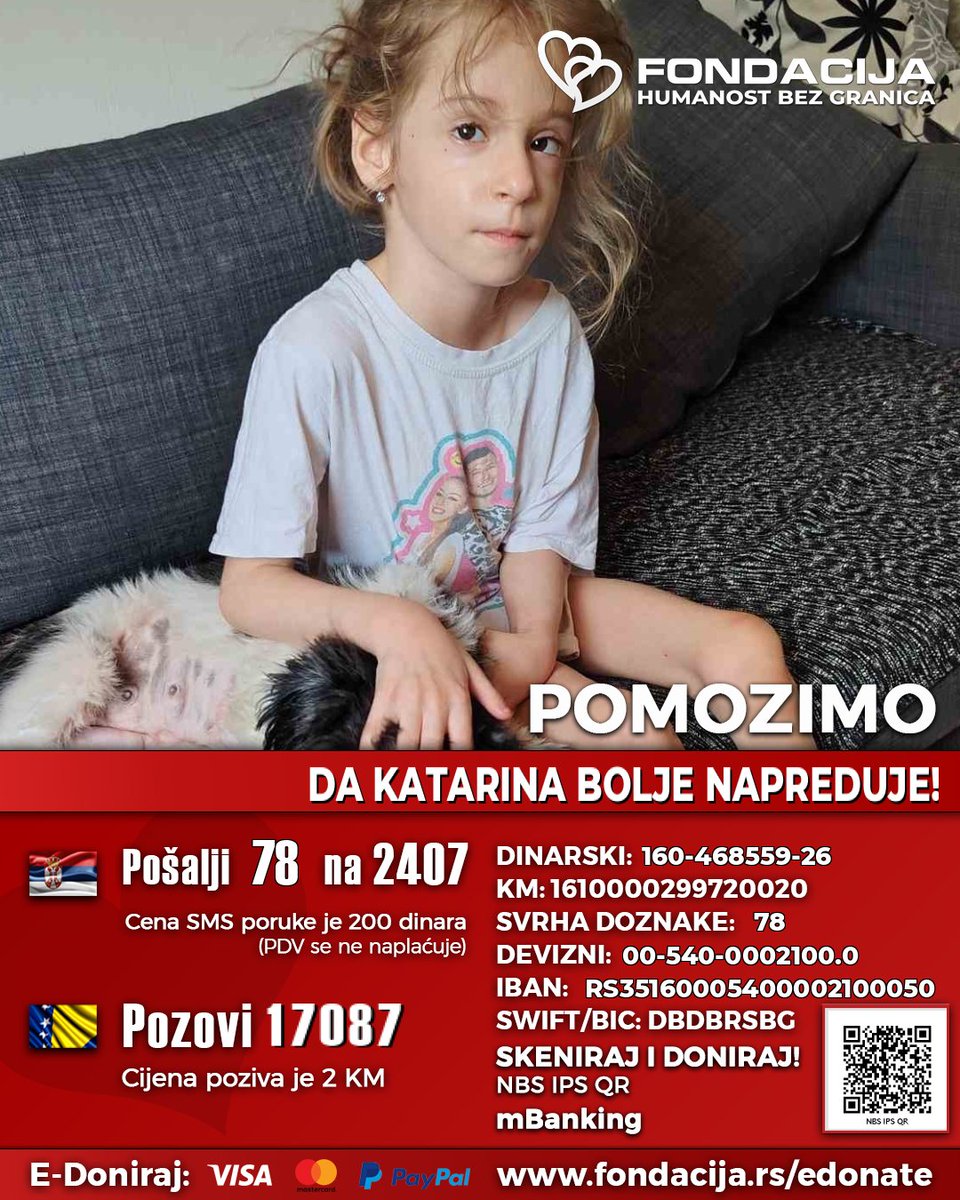 Vladano's tweet photo. Katarina je prevremeno rođena i ubrzo su joj se pojavili visok pritisak, sepsa, krvarenje na mozgu...

Pomozimo!

🇷🇸  Pošalji SMS: 78 na 2407
https://t.co/HJYgOLLWIE
(link za mobilne)

🇧🇦  Pozovi: 17087

QR mBanking

E-Doniraj - VISA, MasterCard, PayPal:
https://t.co/Tze9IBUQRv https://t.co/7Gyk3CE9Gs