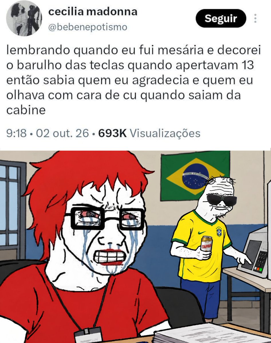 brainletbr's tweet photo. Vocês ae ó causando raiva nas mesárias https://t.co/yfsjZuo3tA