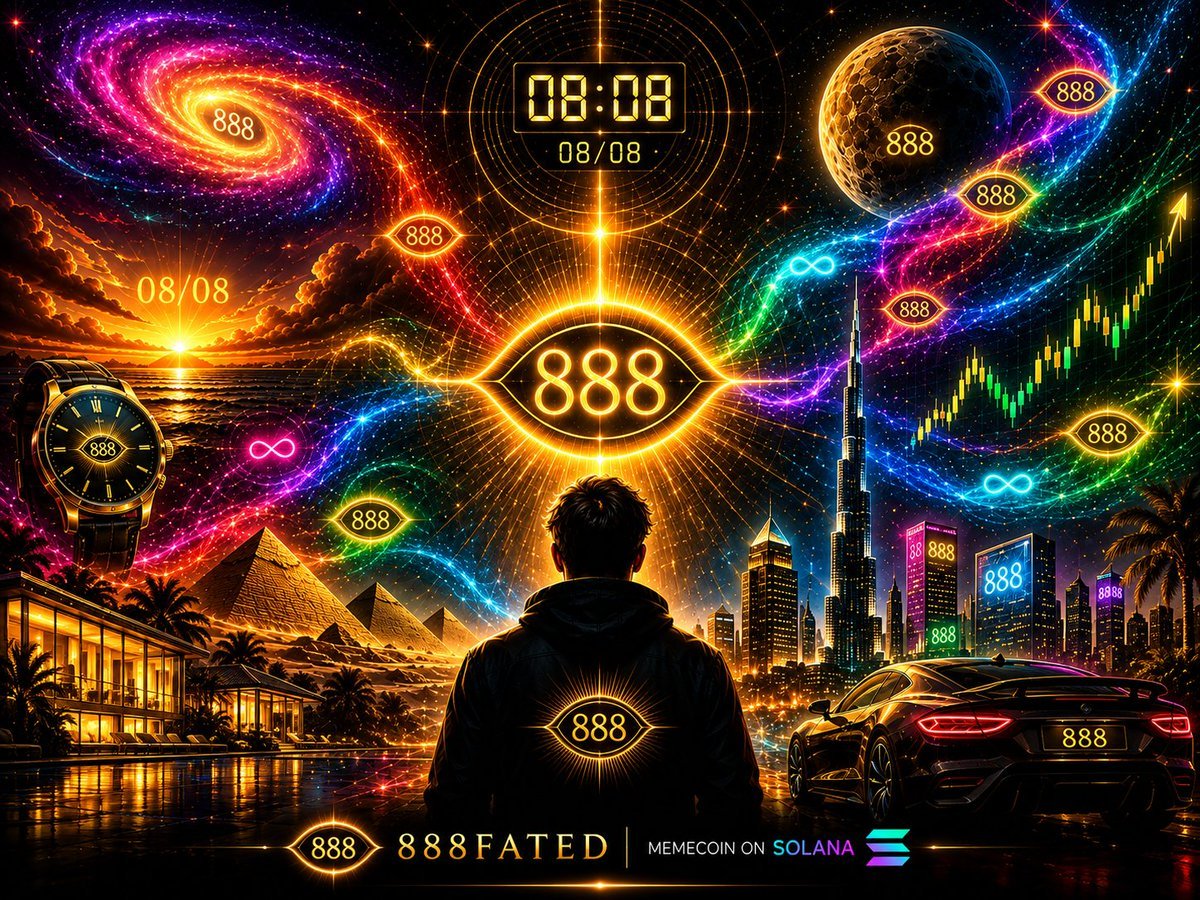 888fated_coin's tweet photo. Give your mind a symbol for where you’re going.
Put 888 where you’ll see it.
Your screen. Your desk. Your routine.
Let it remind you to think in abundance, act on opportunity and build toward prosperity.
Manifestation starts with intention.
$888FATED ♾️✨ https://t.co/WWGIVdvVG2