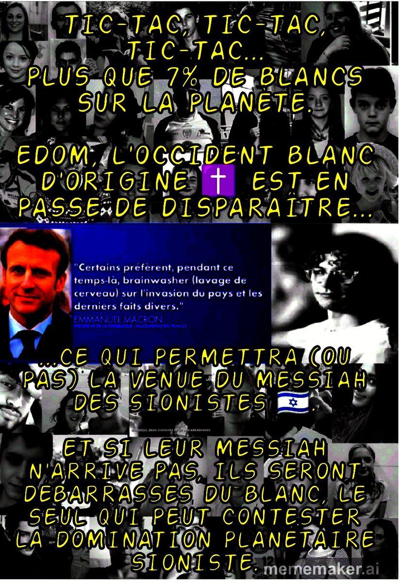 PatRowvitt's tweet photo. @VirginiePerez15 MAI 68 : mettre les femmes au travail pour quelles fassent moins d'enfants BLANCS en prévision de l'arrivée des remplaçants l'armée d'occupation☪️  qui dominera l'Occident (EDOM) sous les ordres du peuple élu sioniste 🇮🇱.
27 déc68: accords🇫🇷🇩🇿 de DeGaulle lançant notre parasitage https://t.co/PTIFDdCkSc