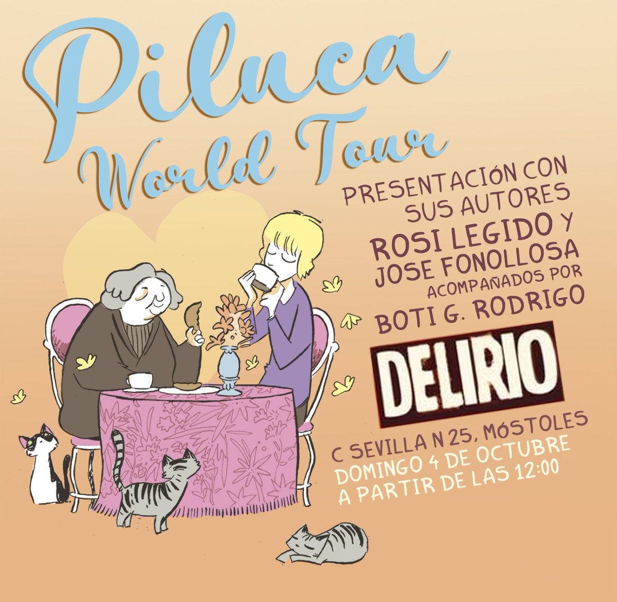 JoseFonollosa's tweet photo. Mañana domingo a las 12 de la mañana, si el clima nos lo permite, estaremos los autores y prologuista de #Piluca presentando la novela gráfica en Delirio Comics, en Mostoles @YermoEd https://t.co/KVsYYaE3EL