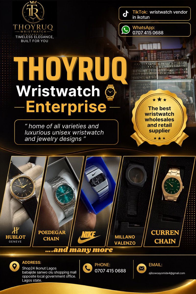 Thoyruqwatches's tweet photo. Good day Mutuals & clients 🤝 Official THOYRUQ WRISTWATCHES page ⌚️ We sell Citizen, Rolex, Armani, G-Shock, Hublot & more, plus AI glasses, JBL headset & watch cases. Pickup & nationwide delivery. DM, TikTok (bio) or WhatsApp 07057573964 📲 we post memes too😌. Engage & patronize 🙏🏾