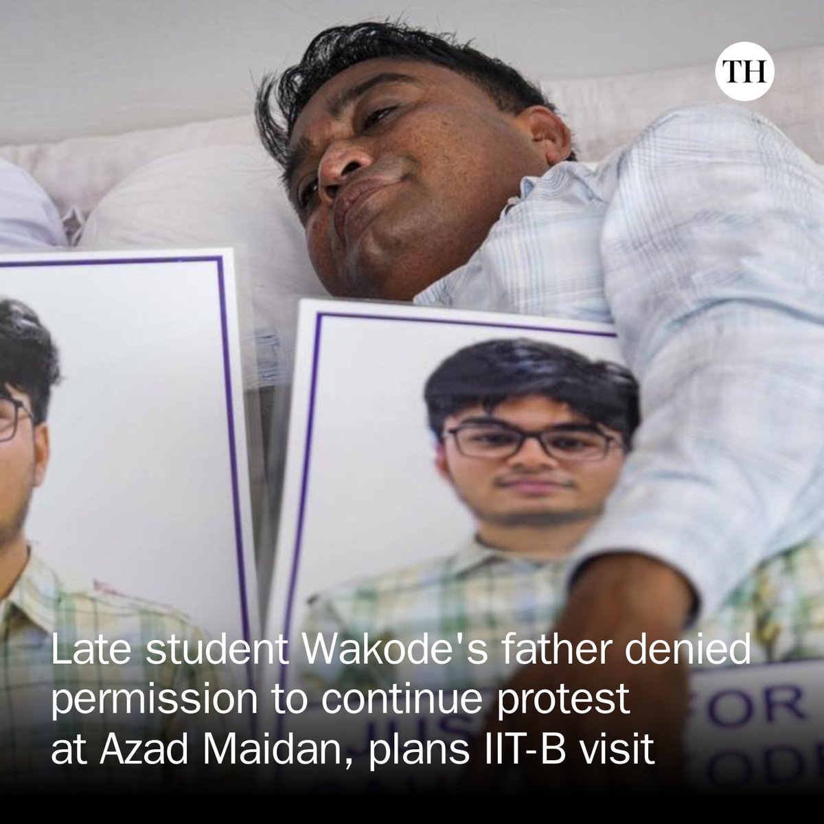 THMumbai's tweet photo. Wakode seeks IIT Bombay visit after protest denial over his son Sahil's death; IIT-B students intensify hunger strike for justice.
✍️ PTI https://t.co/FVfk3sHxT4