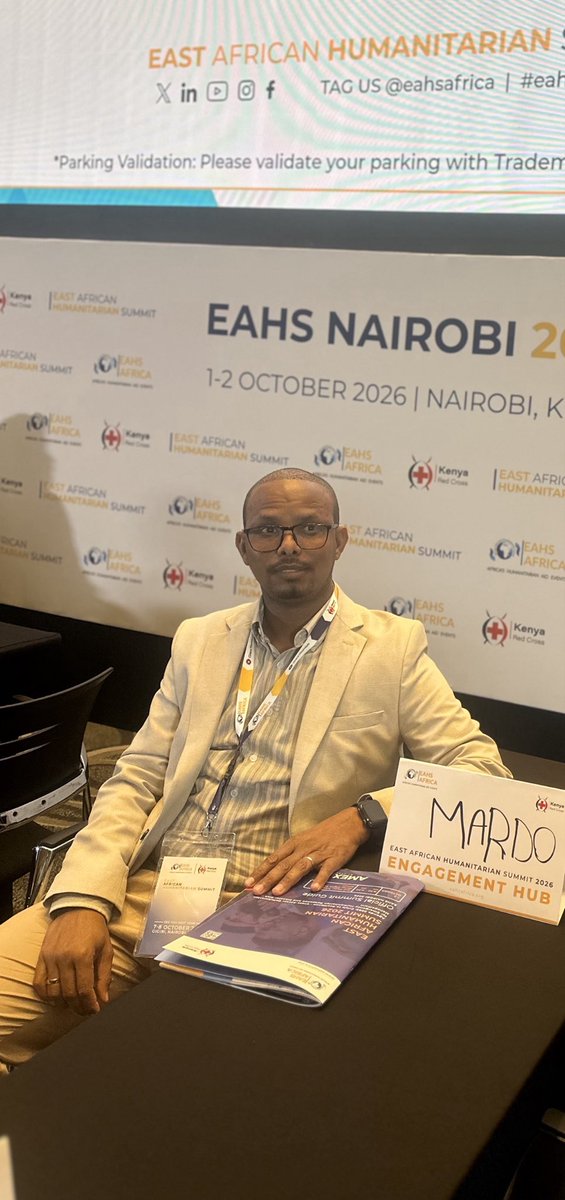 MARDOORGANIZAT1's tweet photo. MARDO took part in both days of #EAHSNairobi 2026 (1–2 Oct, Nairobi), co-hosted by @EAHSAfrica & @KenyaRedCross. We connected with UN, government & NGO partners to strengthen locally led humanitarian response and resilience in Somalia. 🇸🇴 #EAHS2026 #Localisation https://t.co/qsk2oqKGq8