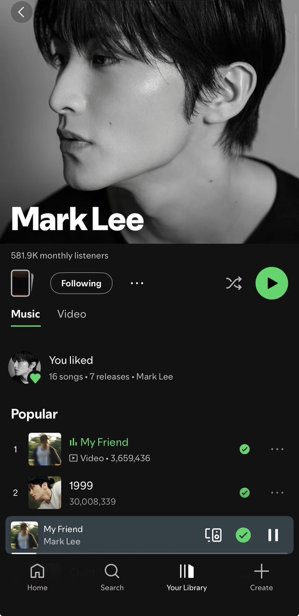 CEOMarkLee's tweet photo. It’s interesting to see Mark’s audience leaning so heavily toward YouTube compared to Spotify right now. Hopefully, those Spotify streams will start steadily climbing ahead of the November release! 
Keep streaming ‘My Friend’ everywhere, markfs! 🩵 https://t.co/3KvUoCio04