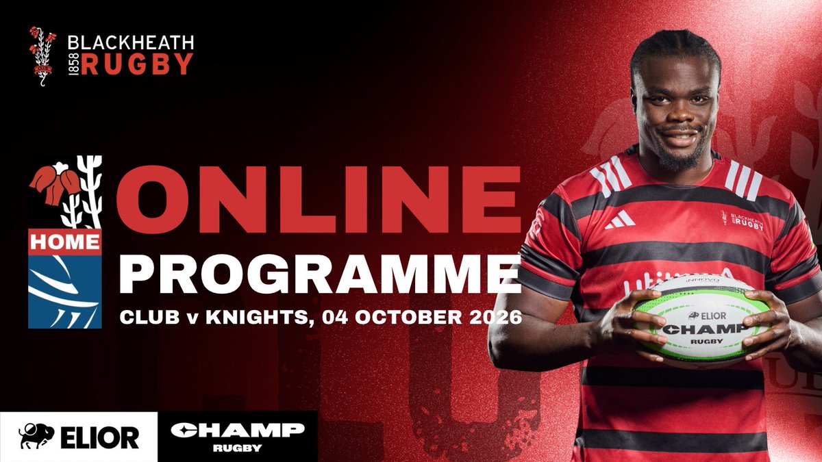 Blackheath_1858's tweet photo. It’s a Sunday afternoon game for @Champrugby’s Round 3, and the matchday programme now available to read!
🏉 Club v @DoncasterKnight
⏰ Sun 4 Oct, 4pm
📕 https://t.co/x9AUq2wSOI
🤝 @PointerSchool
#blackheathrugby #blackheathfc #eliorchamprugby #onlineprogramme @zeeon_x https://t.co/nepBaOh1j1