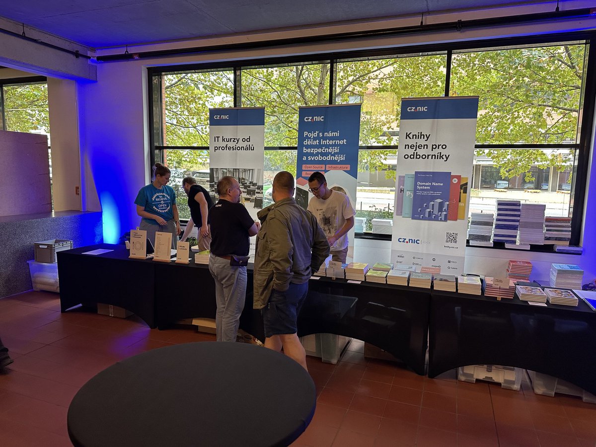 CZ_NIC's tweet photo. #LinuxDays2026 můžou začít, protože my jsme připraveni :). #Turris_cz #knihy #kava #stanek #hrdypartner #LinuxDays https://t.co/l18IOotEzh