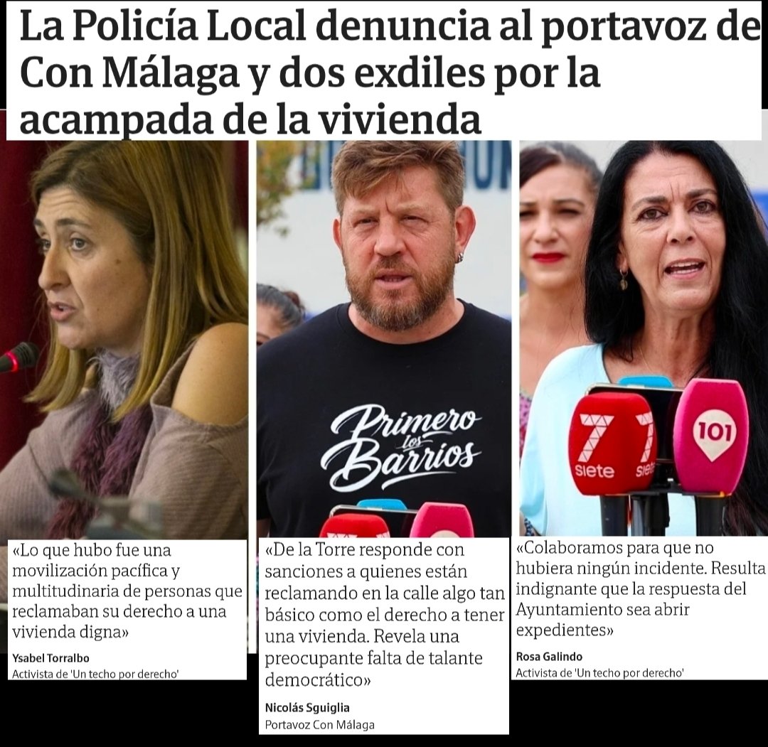 NicoSguiglia's tweet photo. El Sr @pacodelatorrep (PP) responde con represión a la lucha por la vivienda en #Málaga.

La policía local nos ha denunciado a @RosaGalindoGonz, @pituskaya y a mí por la movilización masiva y pacífica por el derecho a la vivienda.

La lucha continúa.

https://t.co/N3BW5ANoK8 https://t.co/SzlngZK6po