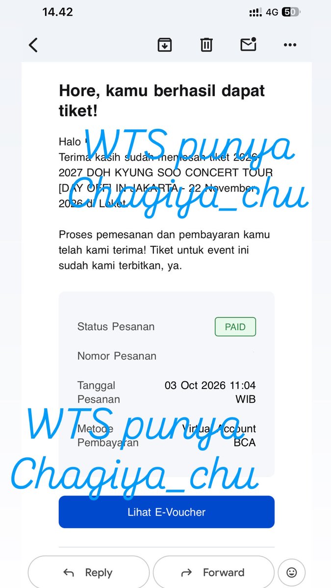chagiya_chu's tweet photo. WTS | Want To Sale
DOH KYUNGSOO - DAY OFF In Jakarta
CAT 1B - 1 tix aja
SECURE 11.04 WIB
punya pribadi✅
diurus sampe fisik✅
HARGA WEB AJA, karena aku udah dapet section yg dipengen✅
prefer DP 50% atau Fullpay untuk menghindari H&R✅
#wts #DOHKYUNGSOO #DAYOFFCONCERT #zonauang https://t.co/iEODIzo4Ox