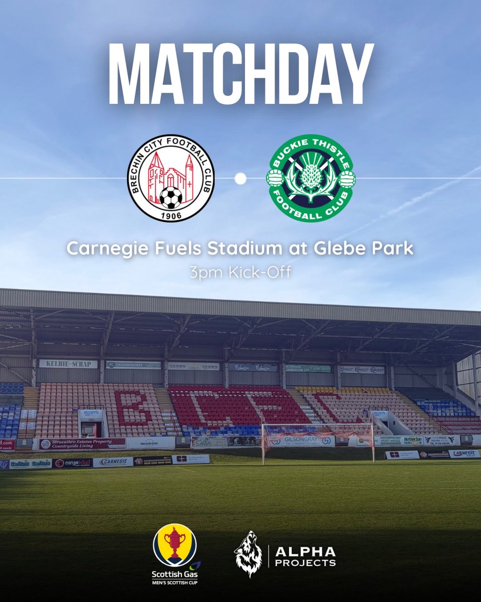 BrechinCityFC's tweet photo. 🔴 𝙈𝘼𝙏𝘾𝙃𝘿𝘼𝙔

🆚 @BuckieThistle 
🏆 @ScottishCup 1st Round
🏟️ Carnegie Fuels Stadium at Glebe Park
🕒 3pm
🎟️ £12 adults, £8 concessions, £5 U16’s. ST’s not valid. Purchase tickets 👉🏽 https://t.co/5sxTKBpYbO https://t.co/xLGzvY0msT