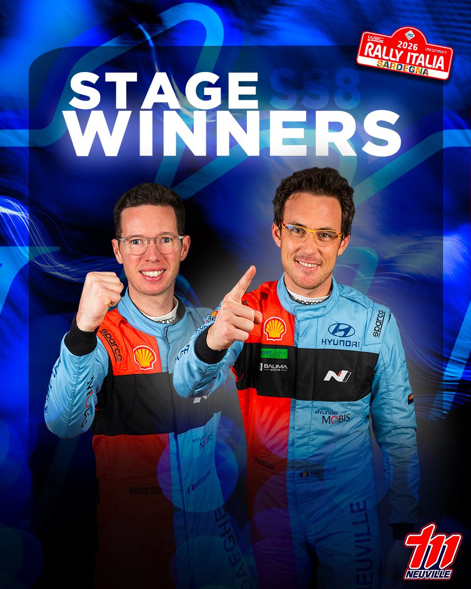 thierryneuville's tweet photo. SS8: P1 🥇
Overall: P1 🥇
💬 "Obviously disappointed for Adrien. Would've been a nice battle with him. It's not easy with these punctures, we need to solve them for the future. Feeling quite comfortable and no major mistakes or moments - a controlled run." https://t.co/bGHVPsWkWs