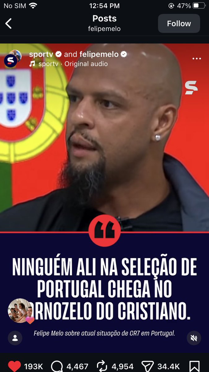 ANC_Updates's tweet photo. 🚨 CR7 DROPS A BOMBSHELL! 🇵🇹

Former Brazil star Felipe Melo slammed the Portugal squad, saying they don't respect Ronaldo the way Argentina respects Messi.

The craziest part? Cristiano Ronaldo just LIKED the post! 👀🔥

Did Melo speak the truth? 👇🗣️

#CR7 #ronaldo #felipemelo https://t.co/hJy0Ye1s4o