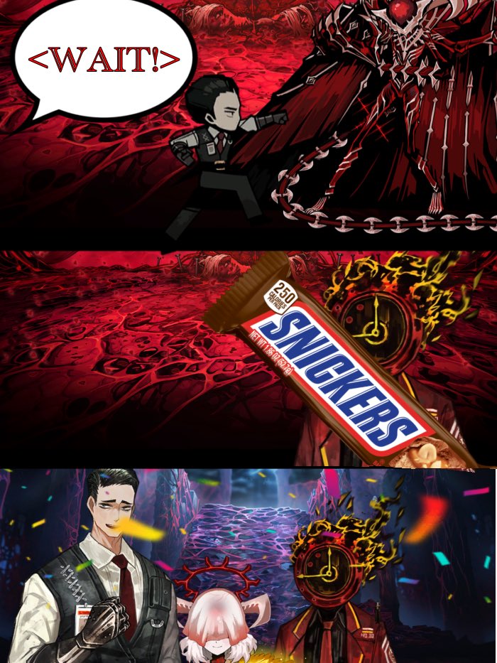LCERav20's tweet photo. Why didn’t Dante give Buffet a Snickers bar? Don’t they know that you’re not you when you’re hungry? https://t.co/21y6q1cyV0