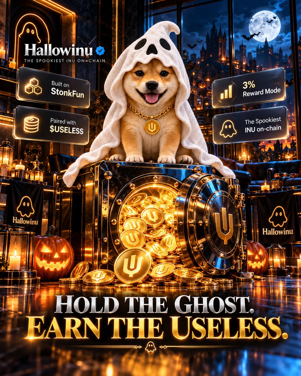 Hallowinustonk's tweet photo. This is the whole $HALLOWINUSTONK thesis in one sentence:

HOLD THE GHOST.
EARN THE USELESS. 👻

A Halloween-native INU built on StonkFun, paired with solana:Dz9mQ9NzkBcCsuGPFJ3r1bS4wgqKMHBPiVuniW8Mbonk and designed around a 3% Reward Mode.

Simple branding.
Simple mechanic.
A lot of room to haunt. 🎃