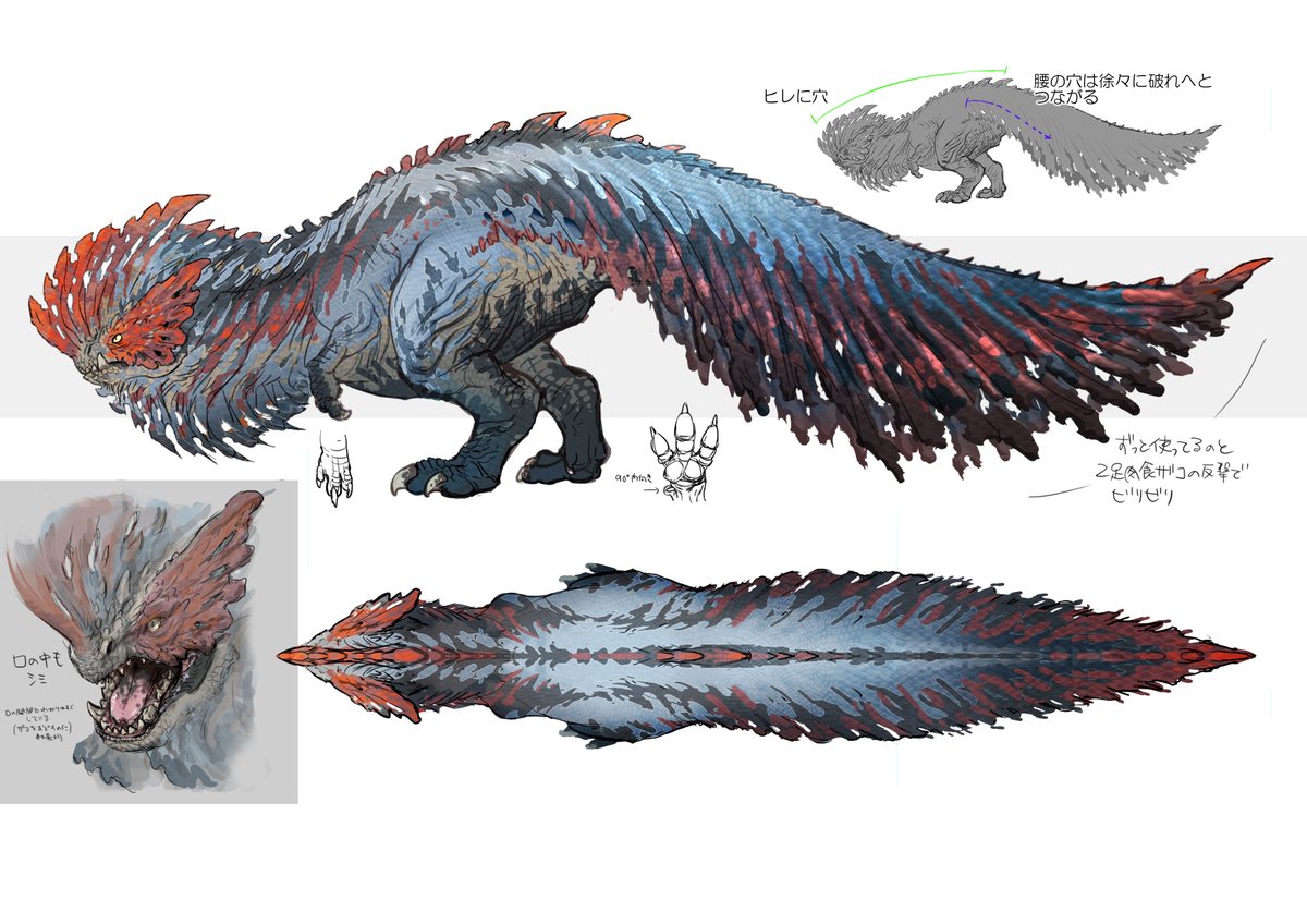 monsterhunter's tweet photo. Here's a look at some concept art of Quematrice, the Brute Wyvern whose actions led to the line, "Why don't they just put the meat down?".

 🥩🥩🥩
🙀😿😾       🐓💨 https://t.co/0ZXJgkFKW6