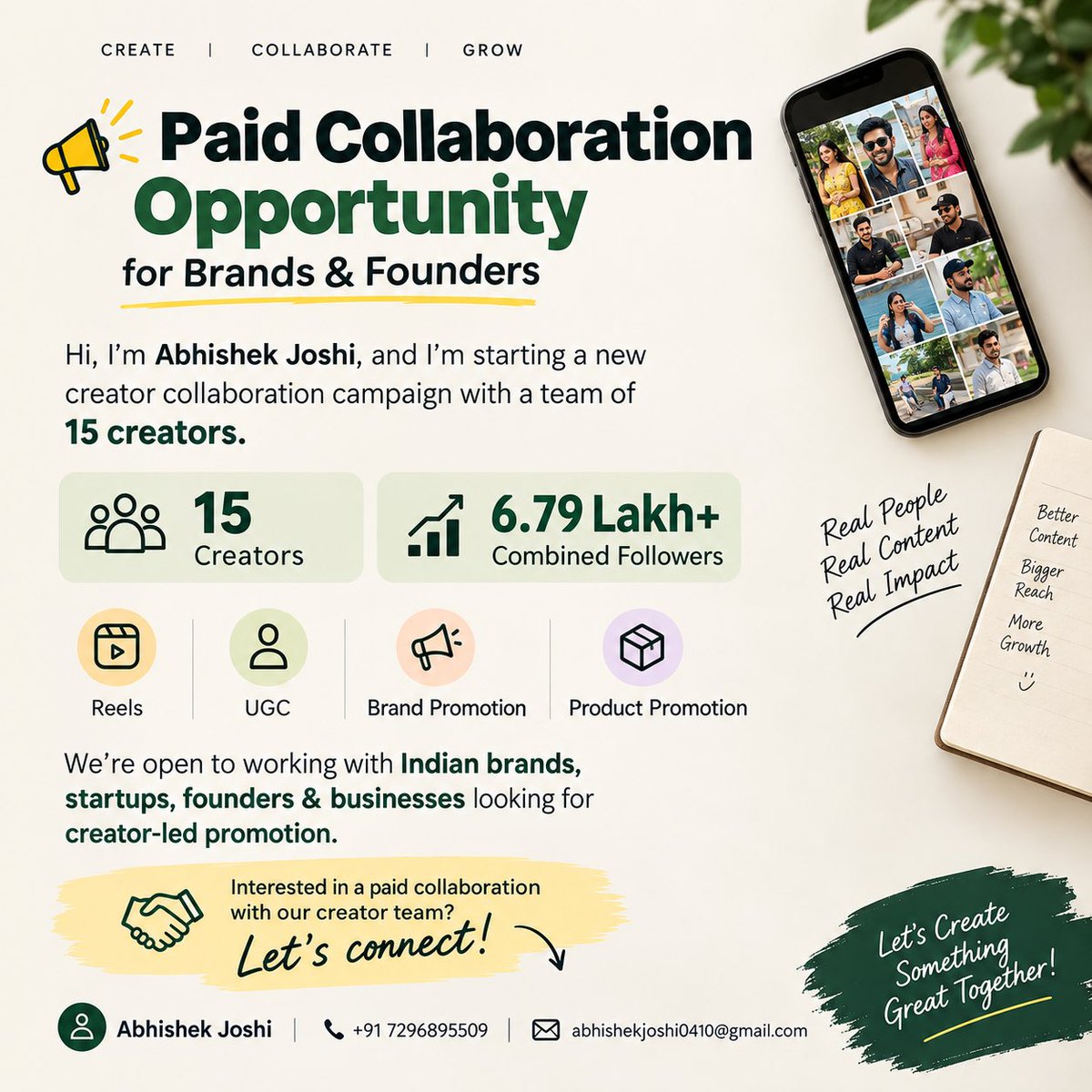 ExplorAbhishek's tweet photo. Calling All Indian Brands, Founders &amp; Startups! 🤝 Paid Creator Collaboration Opportunity | 15 Creators, 6.79 Lakh+ Combined Followers 📩
Hashtags:
#BrandCollaboration #UGC #InfluencerMarketing #StartupIndia #CreatorEconomy https://t.co/Xkze2A6eOM