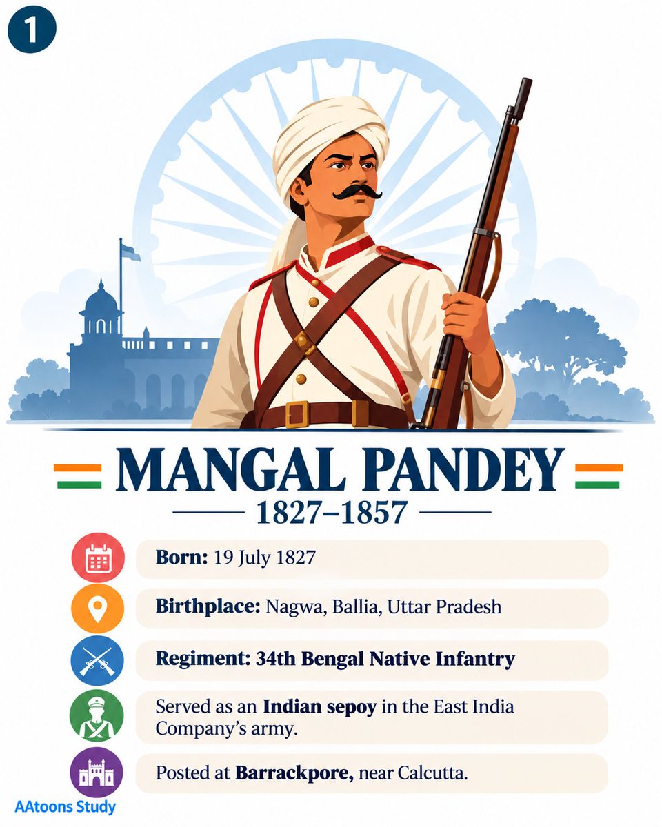AAtoonsStudy's tweet photo. Who Was Mangal Pandey? I Mangal Pandey Biography I learned about the life of Mangal Pandey, his military service, and his role in the Revolt of 1857

#MangalPandey #IndianHistory #HistoryForStudents https://t.co/x78qyHdTOP