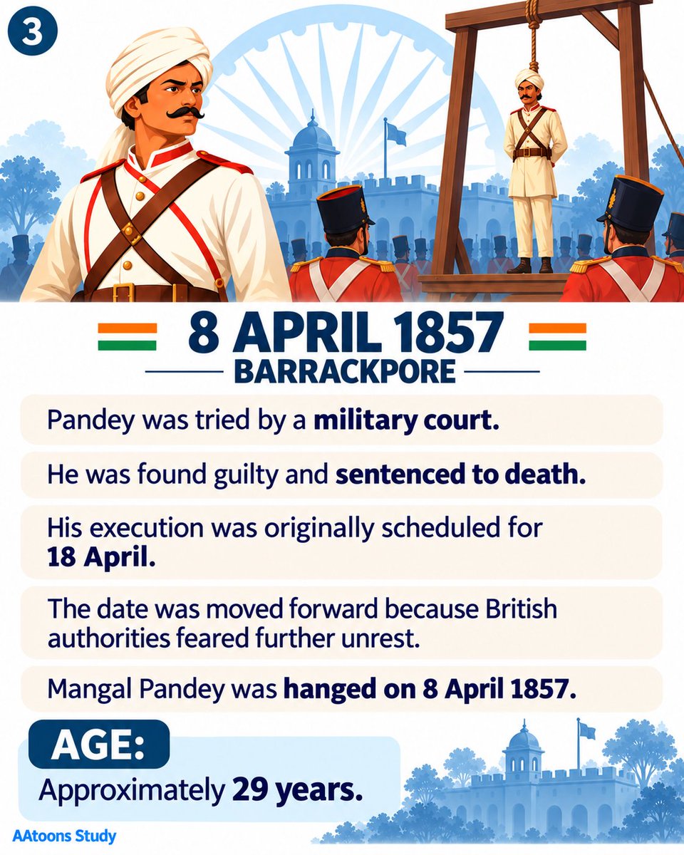 AAtoonsStudy's tweet photo. Who Was Mangal Pandey? I Mangal Pandey Biography I learned about the life of Mangal Pandey, his military service, and his role in the Revolt of 1857

#MangalPandey #IndianHistory #HistoryForStudents https://t.co/x78qyHdTOP