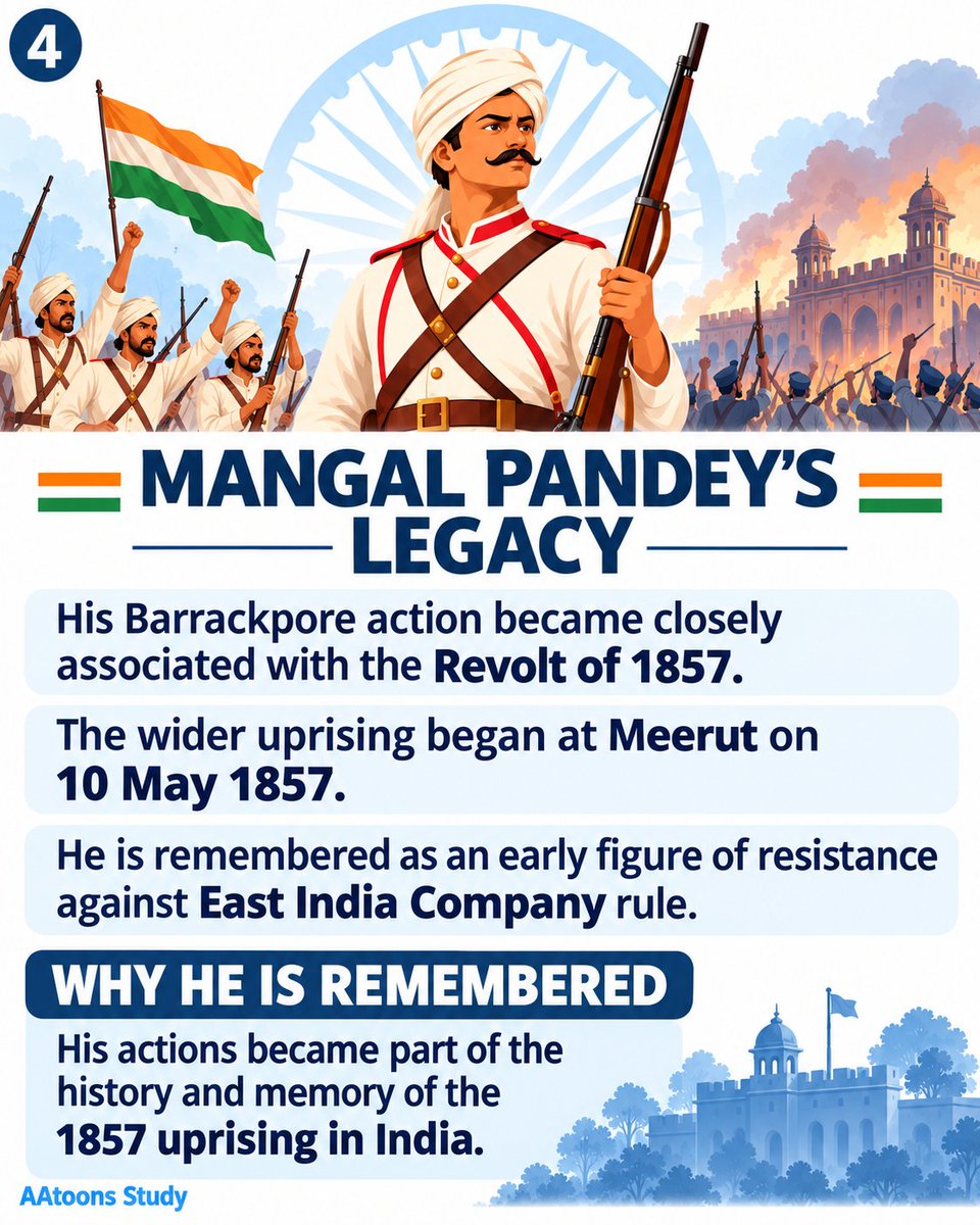 AAtoonsStudy's tweet photo. Who Was Mangal Pandey? I Mangal Pandey Biography I learned about the life of Mangal Pandey, his military service, and his role in the Revolt of 1857

#MangalPandey #IndianHistory #HistoryForStudents https://t.co/x78qyHdTOP