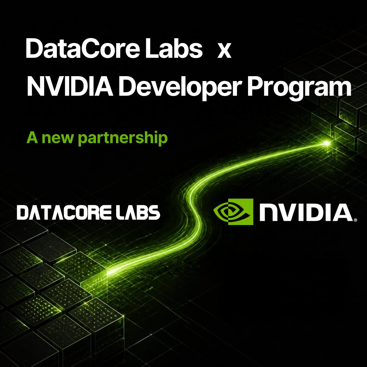 DataCoreLabsAI's tweet photo. @DataCoreLabsAI has joined the @nvidia  Developer Program.

This gives our engineers access to NVIDIA's developer tools and technical training as we scale the research behind our AI agents.

That matters for how we work. Our agents throw out most of the ideas they test, so the faster we can test, the more they learn.