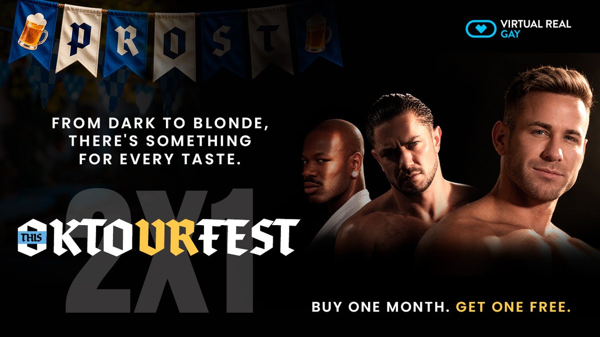 VirtualRealGay's tweet photo. 🍻 Boys, this round’s on us. 😏🔥 Buy 1 month, get 1 FREE! Twice the time with the hottest guys in VR. Your OKTOVRFEST 2x1 is waiting.
https://t.co/6MxUXjaT3F https://t.co/8hwoqR4jUj