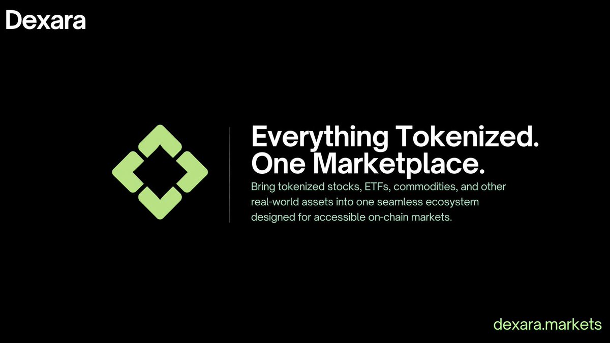 DexaraMarkets's tweet photo. Bringing stocks, ETFs, commodities, and real-world assets into a seamless on-chain ecosystem.

🌐 https://t.co/oeo4u7uUcT https://t.co/2DOECKc2Jf