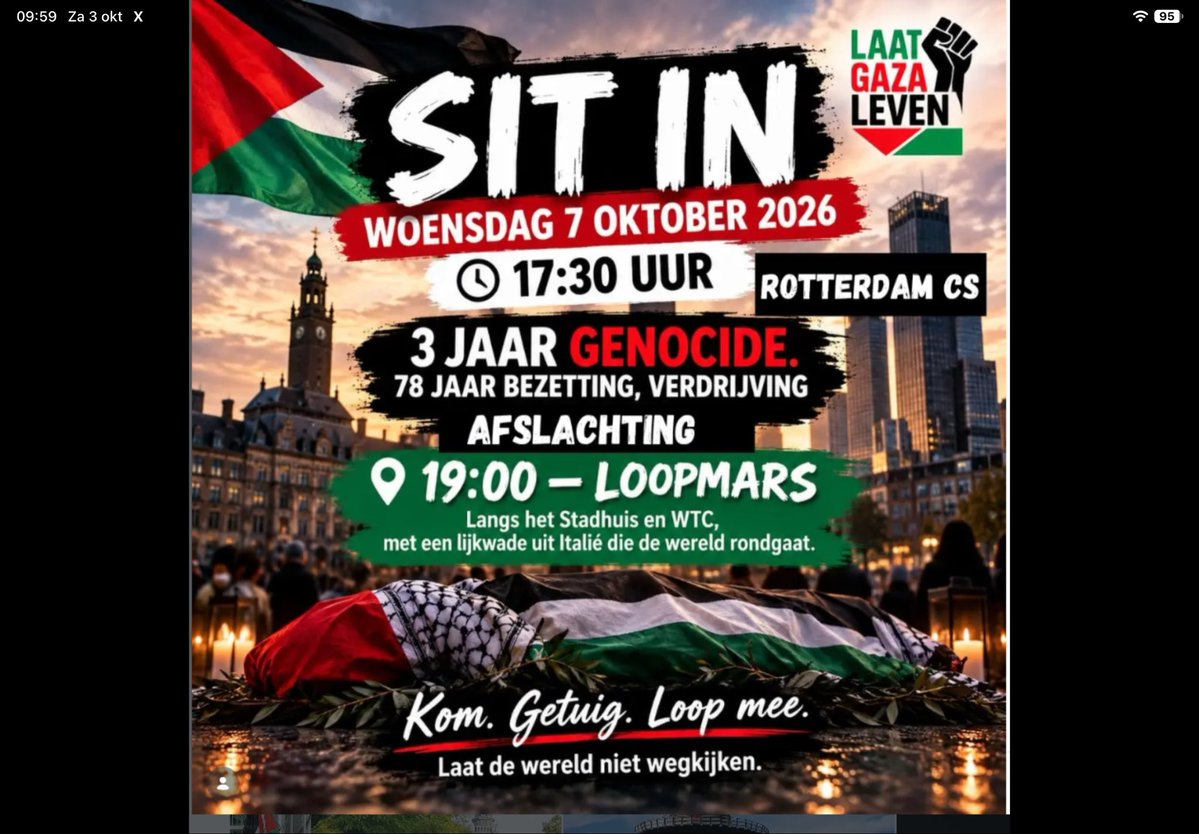 jannybloemendal's tweet photo. Respectloos, smakeloos en totaal misplaatst, uitgerekend op 7 oktober deze manifestatie organiseren. Laat dit niet gebeuren @carolaschouten https://t.co/9z1D9CHji1
