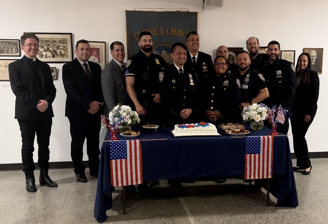 NYPD76Pct's tweet photo. Thank you to St. Paul Catholic Church for hosting the Mass of St. Michael the Archangel and for your continued community support. https://t.co/Q4YTnVqy5w