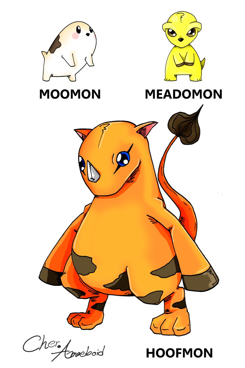 PRm4hWxdnCfBwft's tweet photo. Type: Land
Baby I: Moomon
ฺBaby II: Meadomon
Child: Hoofmon
Adult: GrandHoofmon
Perfect: ReinHoofmon
Ultimate: WarLordHoofmon
#Digimon #DigimonTamer #originalchacter #originalstory #characterdesign #Digifake #DigimonFan #AmoeboidServer https://t.co/e8LWx5hCbn