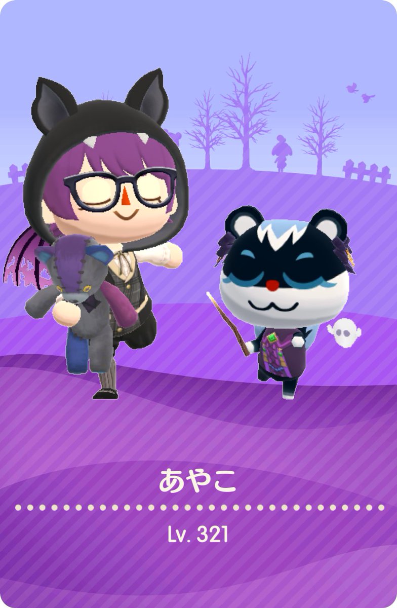 0r_ayako's tweet photo. ハロウィン
ナターシャちゃんと。
＃ポケ森
＃ポケ森キャンパーカード https://t.co/J200rp8GId