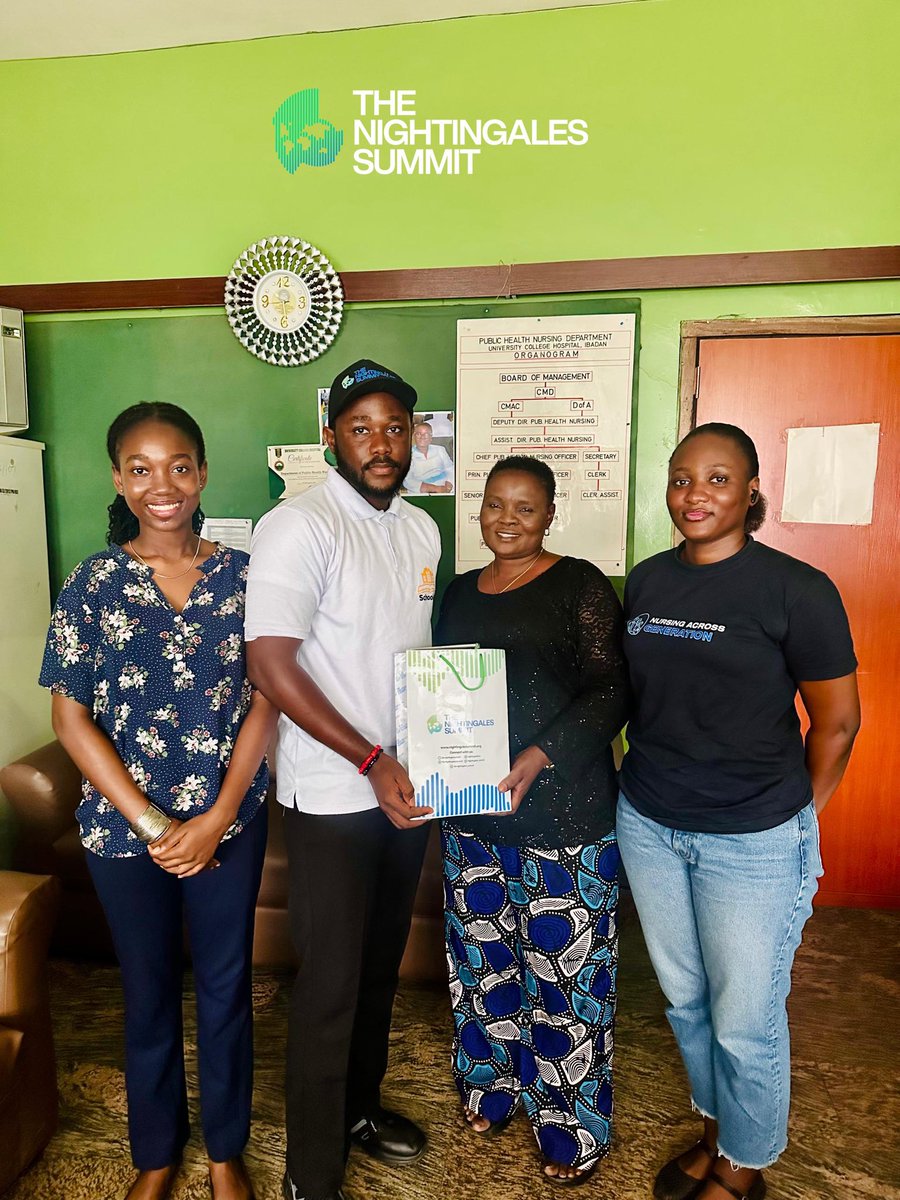 NightingaleSum's tweet photo. The Nightingales Summit team engaged with Mrs. Olumide Olanike Adewuyi, Head of Department, Public Health Nursing, UCH, to share our vision and gain valuable perspectives on nursing and professional development.

We appreciate the warm reception and engagement.

#TheNightingales https://t.co/yy7QF8jVtt