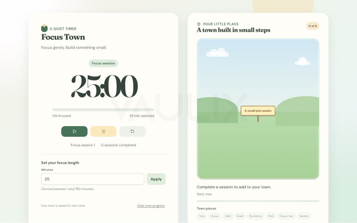 hernameismmachi's tweet photo. I tried something similar with @canva code

What if your Pomodoro timer built a town every time you focused?

I made Focus Town with Canva Code.

Prompt in the comments.
#MadeWithCanvaAI 

Day 32/90 https://t.co/kNtgC3FHIC